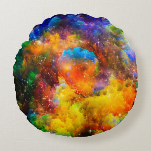 Creative arrangement of fractal elements, lights a round cushion