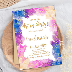 Creative Art Party Theme for Girls Invitation