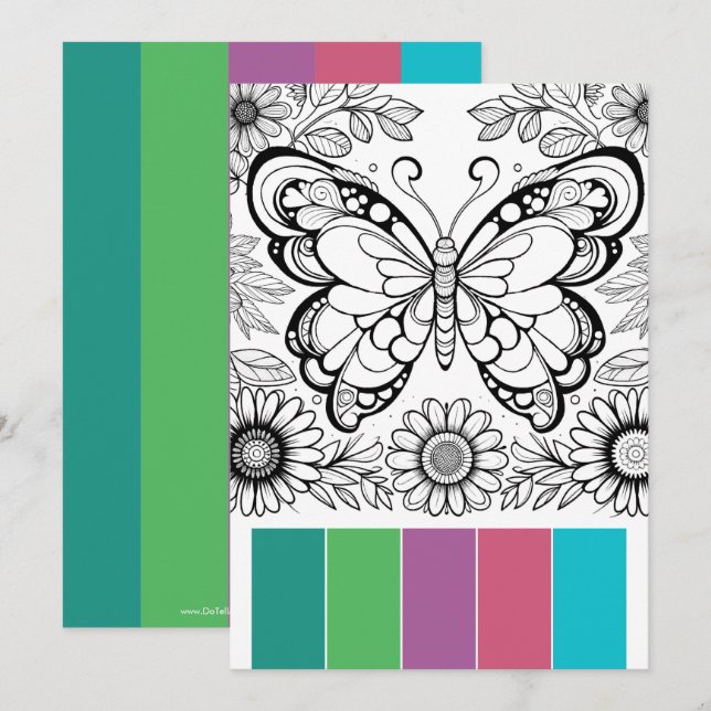 Creative Art Therapy Cards Butterfly Colouring (Front/Back)