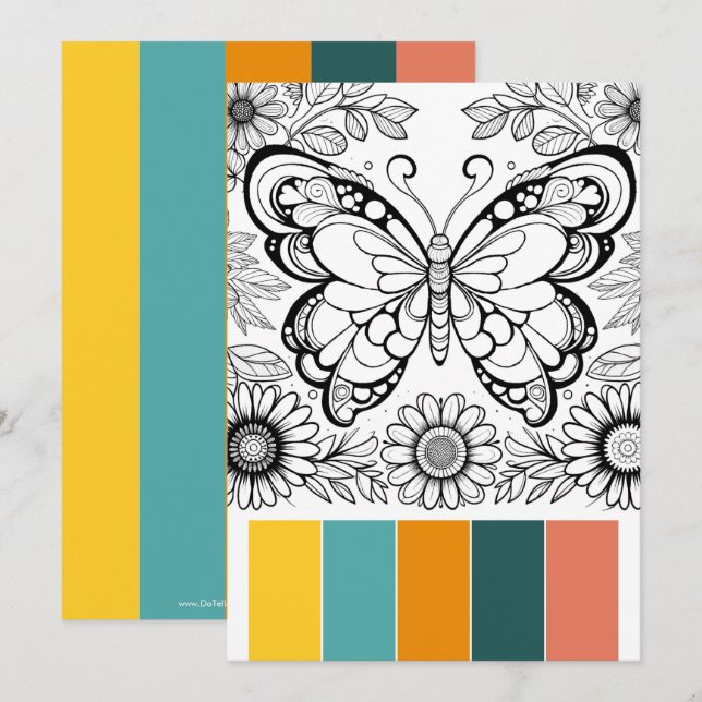 Creative Art Therapy Cards Butterfly Colouring (Front/Back)