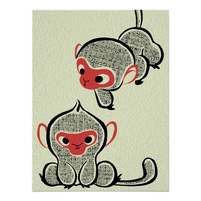 Creative Asian Wall Art | Monkeys Art (Front)