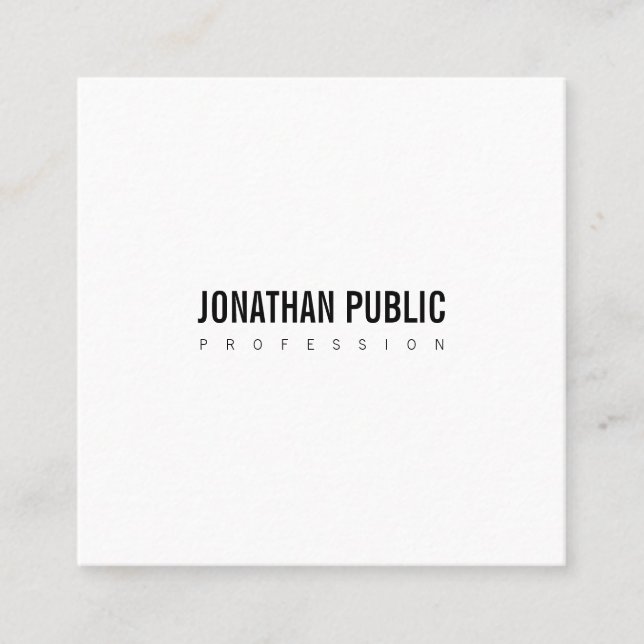 Creative B&W Plain Modern Professional Minimalist Square Business Card (Front)