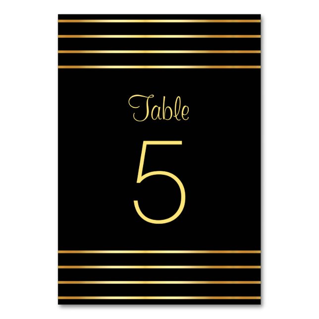 Creative Black And Gold Modern Glamour Template Table Number (Back)