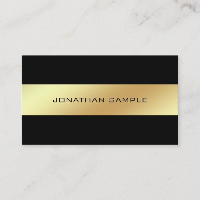 Creative Black And Gold Sleek Glamourous Plain Business Card (Front)