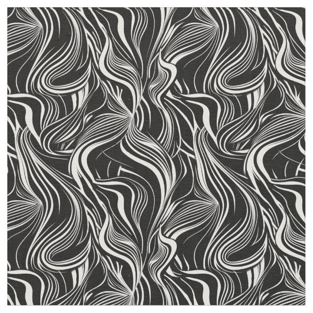Creative Black and White Seamless Abstracts Fabric (Close Up)