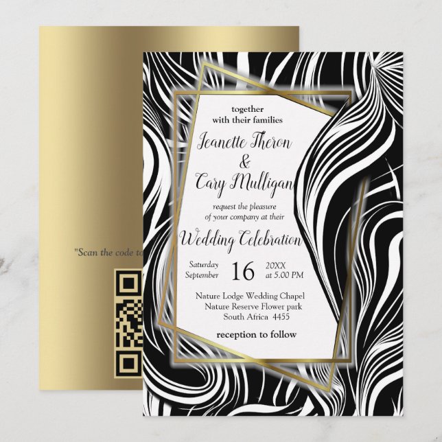 Creative Black and White Seamless Abstracts Invitation (Front/Back)