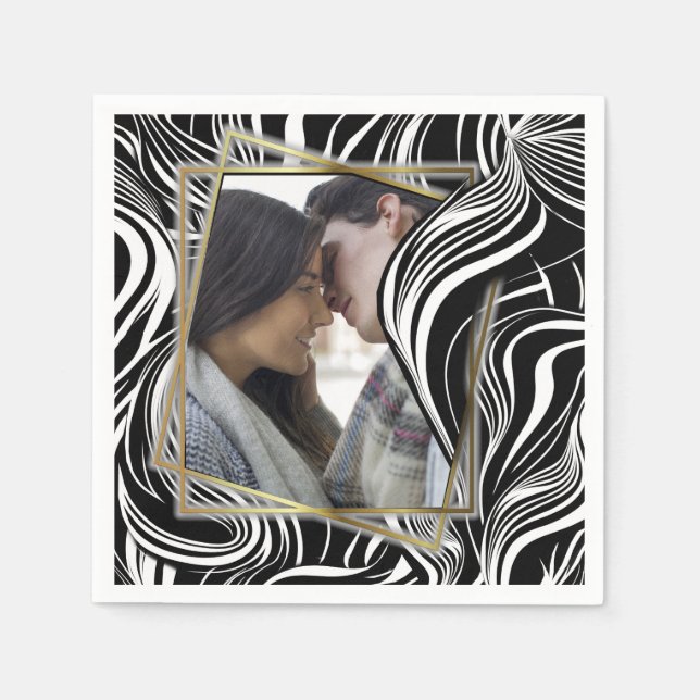 Creative Black and White Seamless Abstracts Napkin (Front)