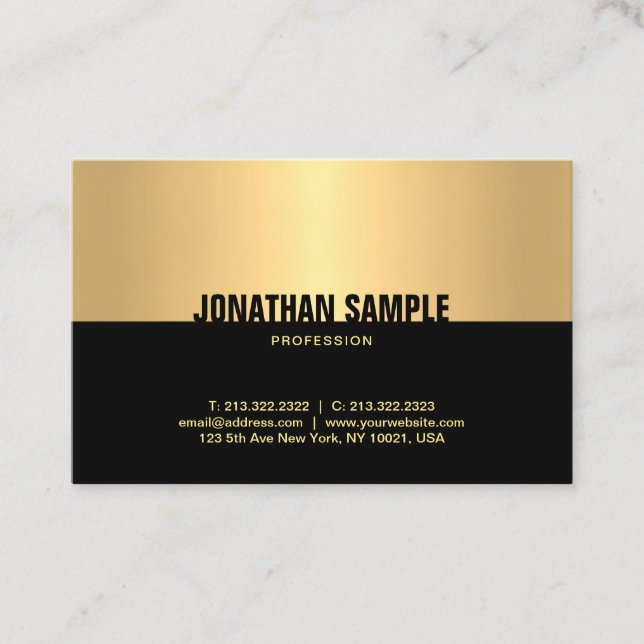 Creative Black Gold Modern Template Elegant Top Business Card (Front)
