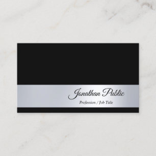 Creative Black Silver Handwritten Italic Script Business Card