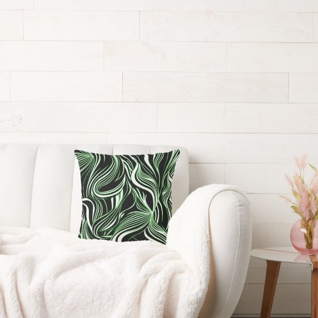 Creative Black,White & Green Seamless Abstracts Cushion (Couch)