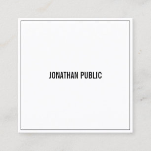 Creative Black White Minimalist Modern Simple Chic Square Business Card