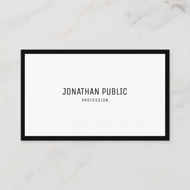 Creative Black White Modern Simple Plain Elegant Business Card (Front)