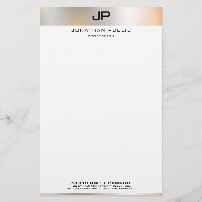 Creative Black White Modern Simple Template Stationery (Front)
