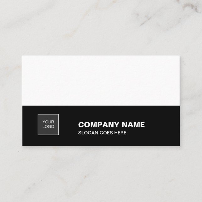 Creative Black White Sleek Professional Company Business Card (Front)