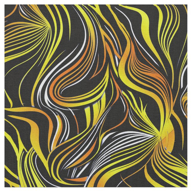 Creative Black,White,Yellow & Seamless Abstracts Fabric (Close Up)