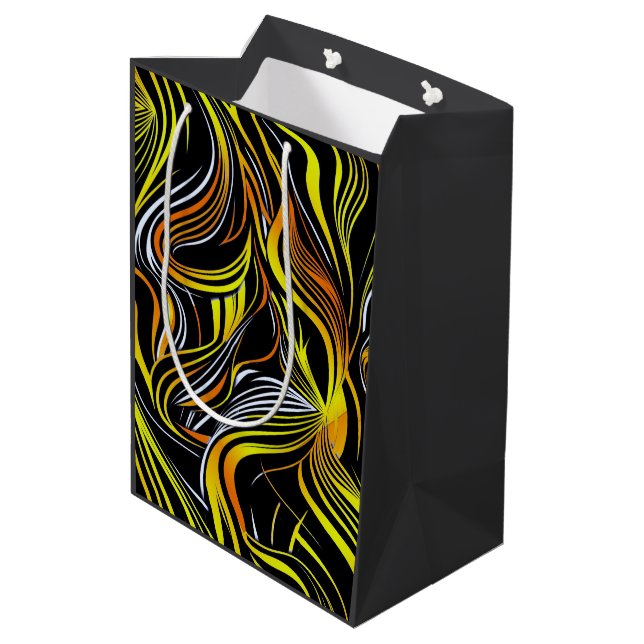 Creative Black, Yellow & O Seamless Abstracts Medium Gift Bag (Back Angled)