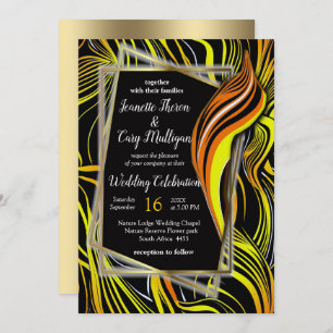 Creative Black, yellow & Orange Seamless Abstracts Invitation