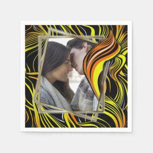 Creative Black,Yellow & Orange Seamless Abstracts Napkin