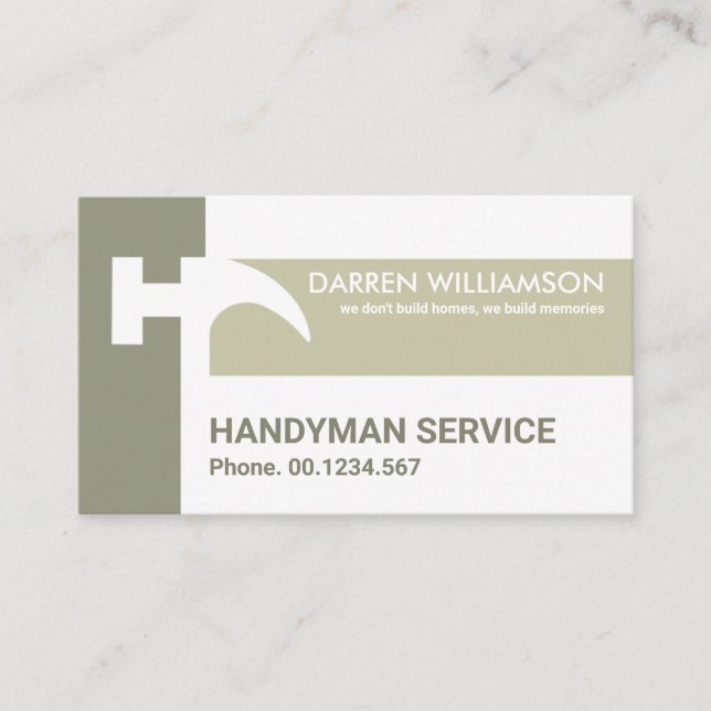 Creative Blocks Hammer Silhouette Contractor Business Card (Front)