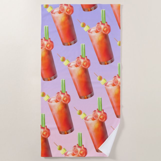 Creative Bloody Mary Cocktail Beach Towel (Front)
