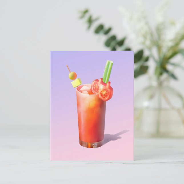 Creative Bloody Mary Cocktail Holiday Postcard (Standing Front)