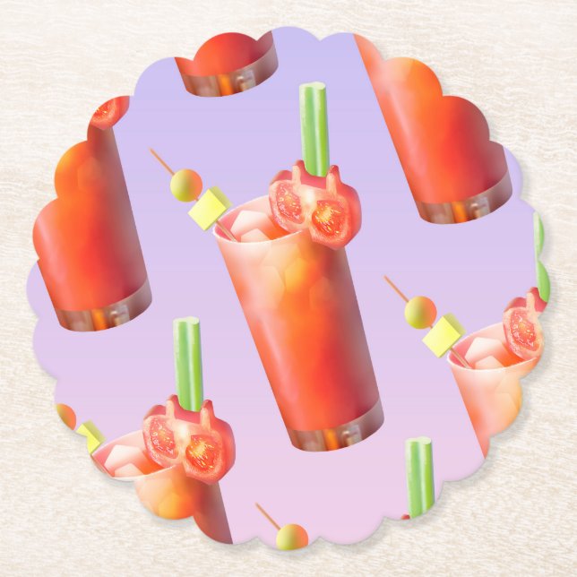 Creative Bloody Mary Cocktail Paper Coaster (Front)