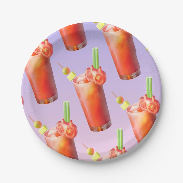 Creative Bloody Mary Cocktail Paper Plate (Front)