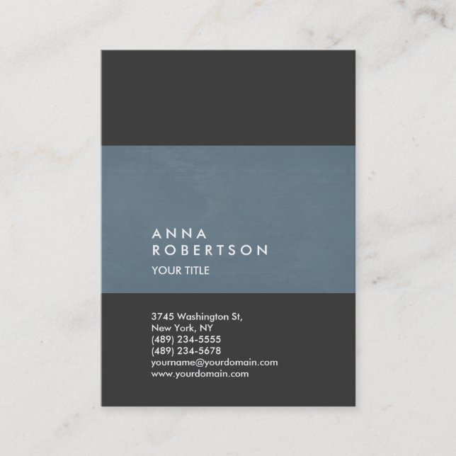 Creative Blue Grey Trendy Large Professional Business Card (Front)