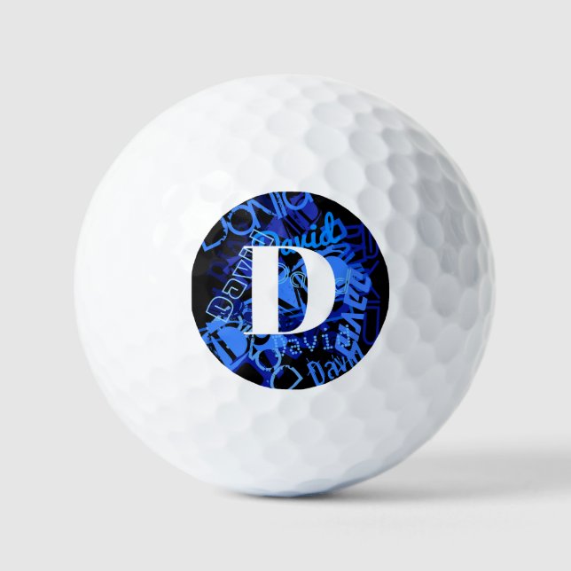 Creative Blue Monogram Golf Balls (Front)
