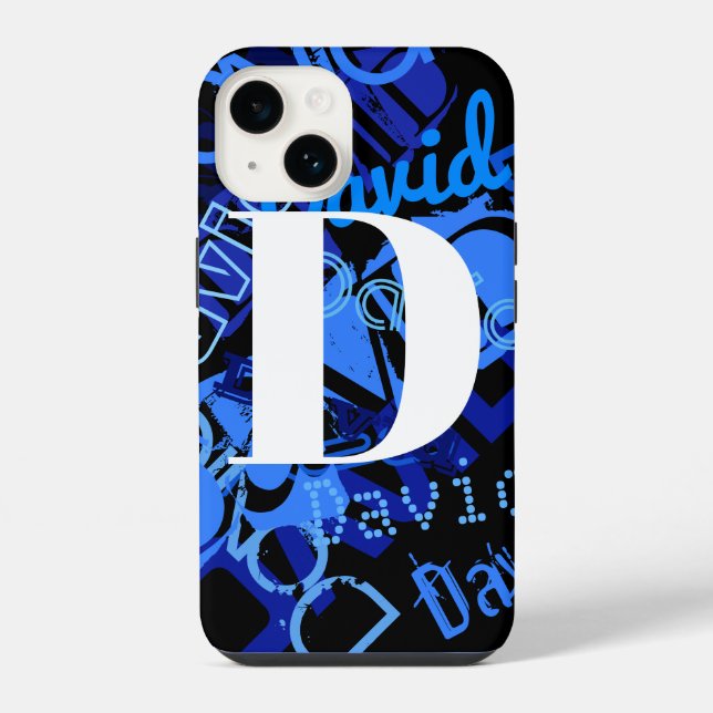 Creative Blue Monogram iPhone Case (Back)