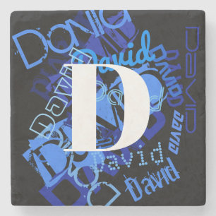 Creative Blue Monogram Stone Coaster