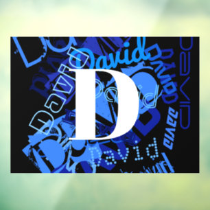 Creative Blue Monogram Window Cling