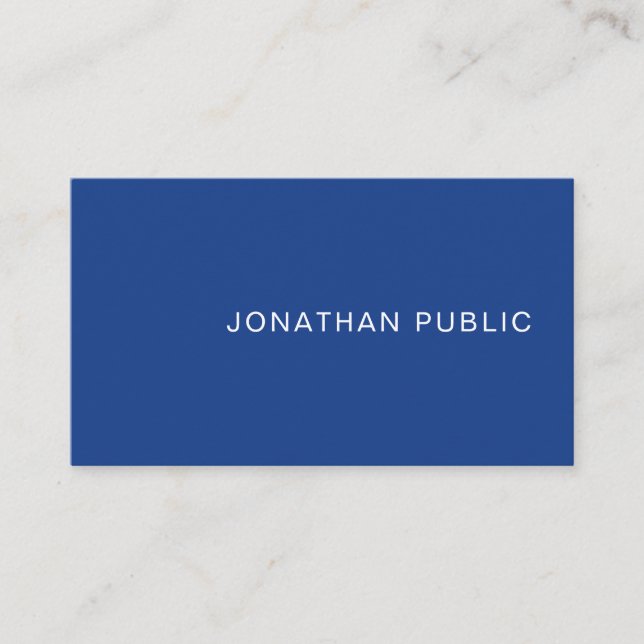 Creative Blue Sleek Design Trendy Plain Luxe Business Card (Front)