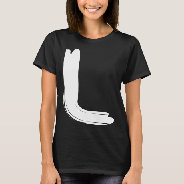 Creative Bold White Letter L  Alphabet Marker T-Shirt (Front)
