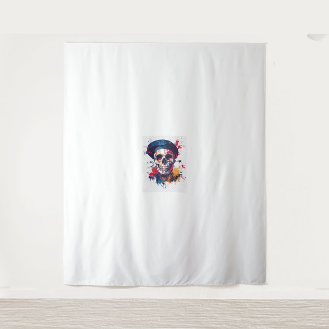Creative Bones – Funny Artist Skull Tapestry (Front)