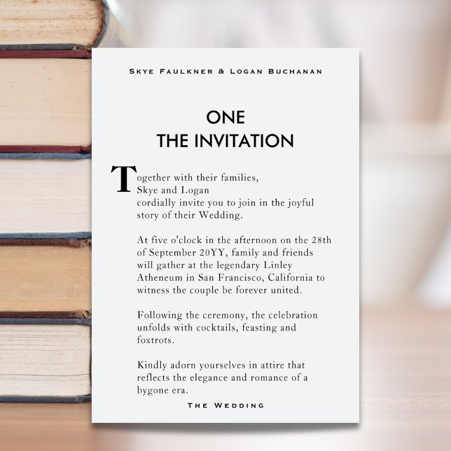 Creative Book Page Wedding Invitation Soft White (A unique book page wedding invitation to tell the story of your wedding day.)