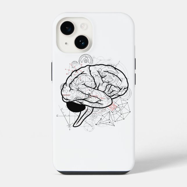 Creative Brain Artwork With Science Theme iPhone Case (Back)