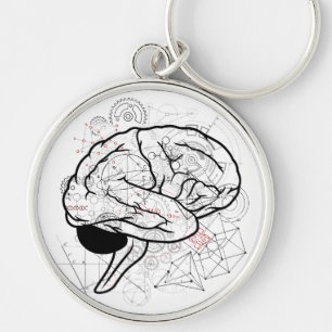 Creative Brain Artwork With Science Theme Key Ring