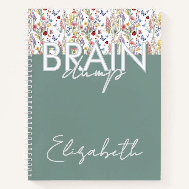 Creative Brain Dump Mindset Organizer Floral sage  Notebook (Front)