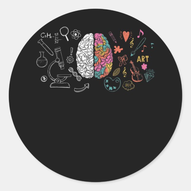 Creative Brain Left Right Classic Round Sticker (Front)