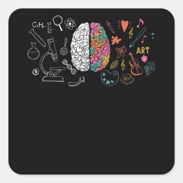 Creative Brain Left Right Square Sticker (Front)