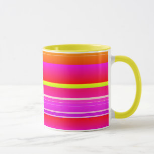 Creative bright magenta yellow pink artsy striped mug