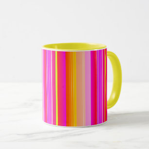 Creative bright magenta yellow pink artsy striped mug