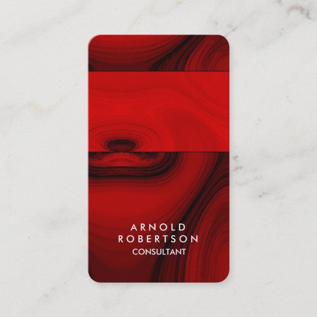 Creative Brown Red Abstract Modern Elegant Business Card (Front)