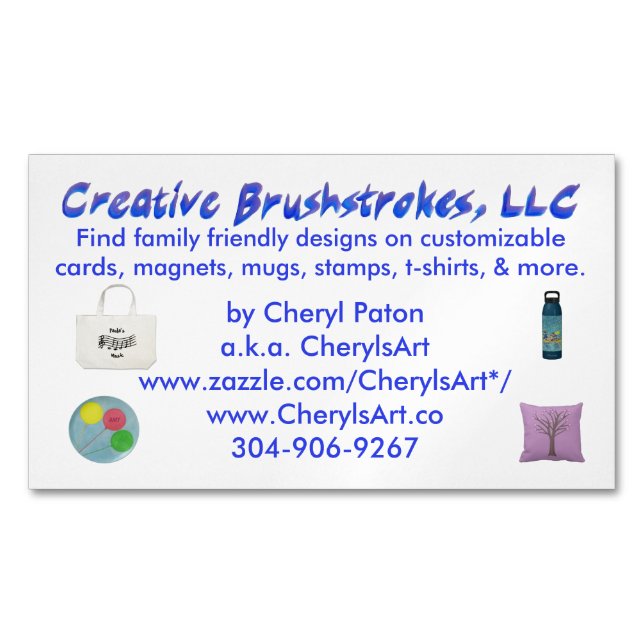 Creative Brushstrokes LLC magnetic business cards (Front)