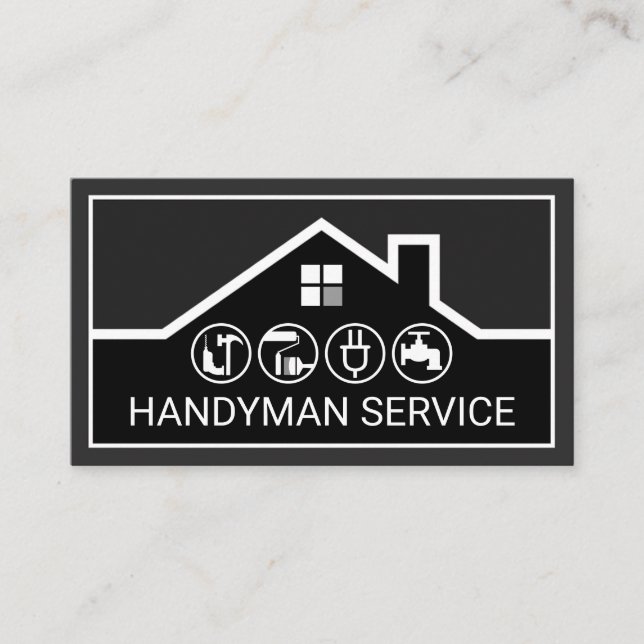 Creative Building Frame Handyman Tools Business Card (Front)
