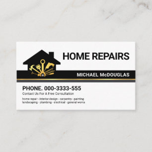 Creative Building Layer Gold Handyman Tools Line Business Card