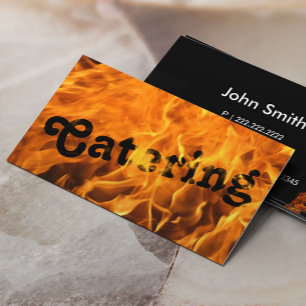 Creative Burning Fire Typography Catering Business Card