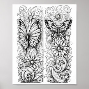 Creative Butterfly Colour Page 8x10 Poster