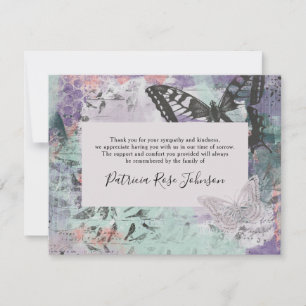 Creative Butterfly Funeral Memorial Thank You Card